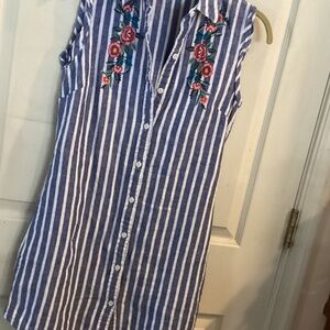 BEACH LUNCH LOUNGE SLEEVELESS MINI SHIRT DRESS